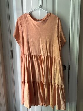 Old Navy Peach Tiered Midi Dress